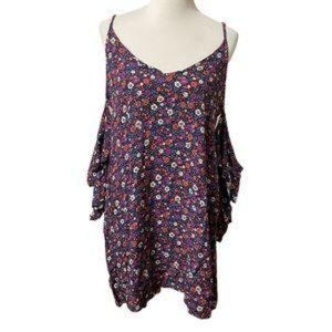 Itsk Miley & Molly Floral Midi Dress with Bell Sleeves/ Cold Shoulder Mediu